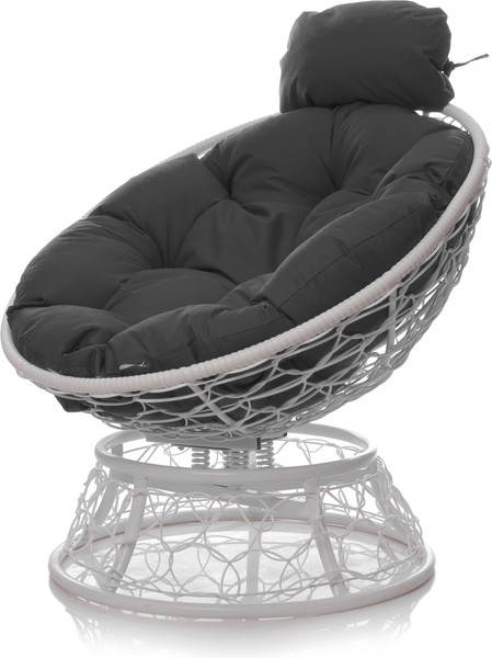 Изображение товара Кресло садовое M-Group Папасан пружинка мини / 12090109 (белый ротанг/серая подушка)