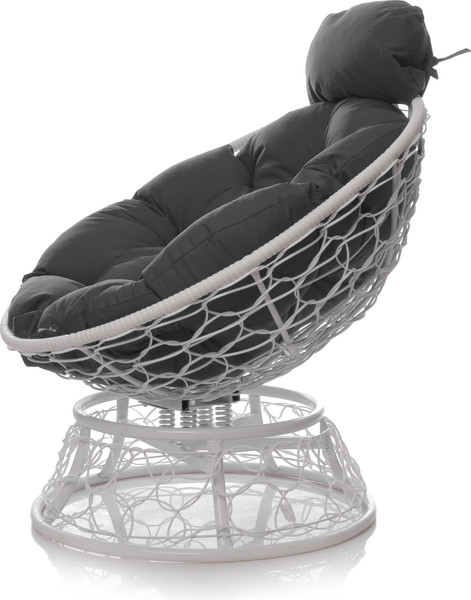 Изображение товара Кресло садовое M-Group Папасан пружинка мини / 12090109 (белый ротанг/серая подушка)