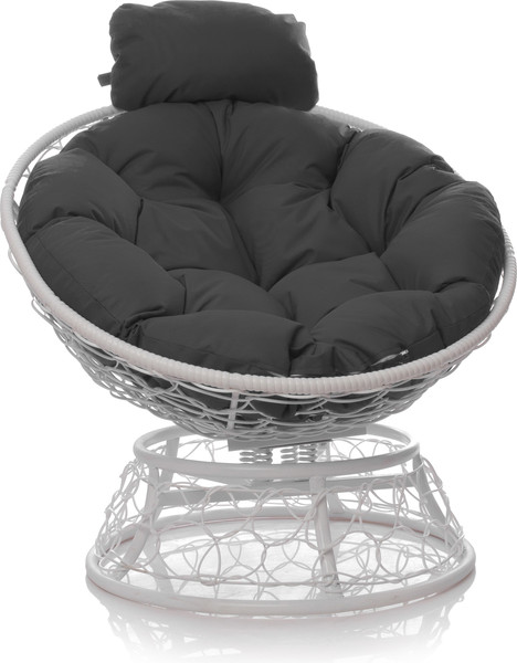 Изображение товара Кресло садовое M-Group Папасан пружинка мини / 12090109 (белый ротанг/серая подушка)