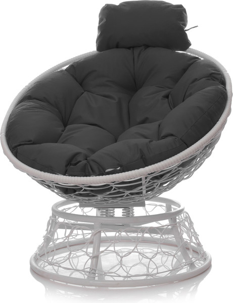Изображение товара Кресло садовое M-Group Папасан пружинка мини / 12090109 (белый ротанг/серая подушка)