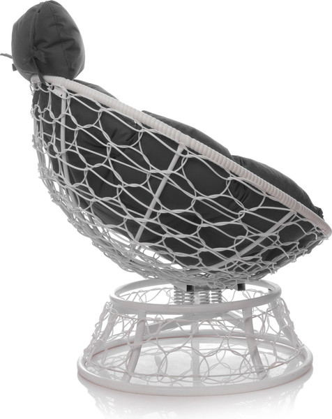 Изображение товара Кресло садовое M-Group Папасан пружинка мини / 12090109 (белый ротанг/серая подушка)