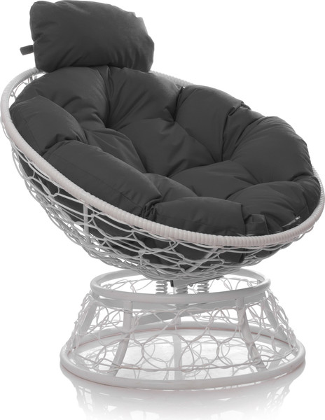 Изображение товара Кресло садовое M-Group Папасан пружинка мини / 12090109 (белый ротанг/серая подушка)