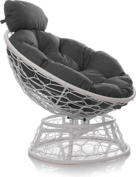 Изображение товара Кресло садовое M-Group Папасан пружинка мини / 12090109 (белый ротанг/серая подушка)