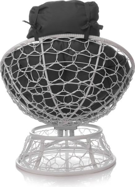 Изображение товара Кресло садовое M-Group Папасан пружинка мини / 12090109 (белый ротанг/серая подушка)