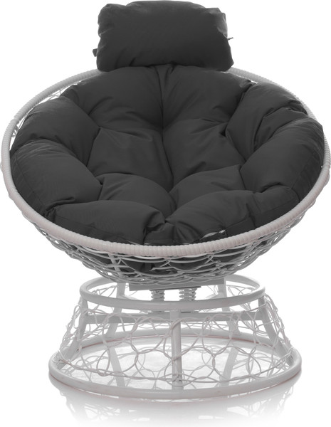 Изображение товара Кресло садовое M-Group Папасан пружинка мини / 12090109 (белый ротанг/серая подушка)