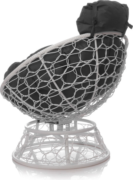 Изображение товара Кресло садовое M-Group Папасан пружинка мини / 12090109 (белый ротанг/серая подушка)