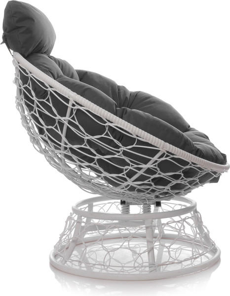 Изображение товара Кресло садовое M-Group Папасан пружинка мини / 12090109 (белый ротанг/серая подушка)