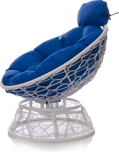 Изображение товара Кресло садовое M-Group Папасан пружинка мини / 12090110 (белый ротанг/синяя подушка)