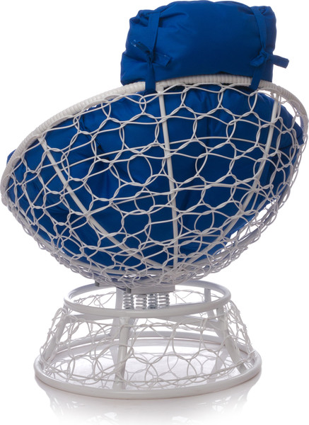 Изображение товара Кресло садовое M-Group Папасан пружинка мини / 12090110 (белый ротанг/синяя подушка)