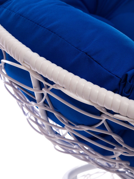Изображение товара Кресло садовое M-Group Папасан пружинка мини / 12090110 (белый ротанг/синяя подушка)