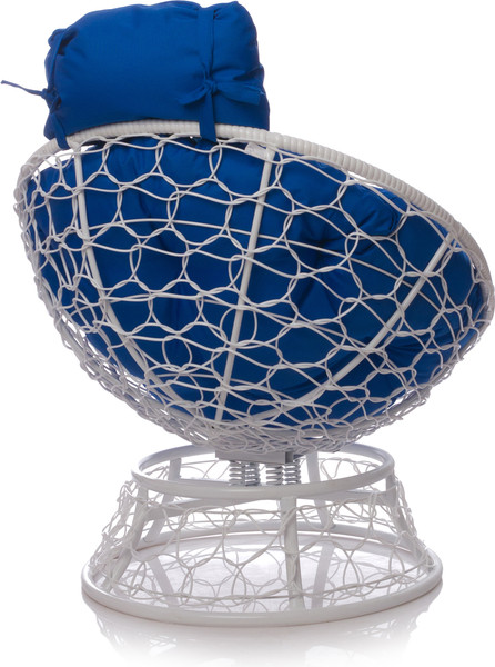 Изображение товара Кресло садовое M-Group Папасан пружинка мини / 12090110 (белый ротанг/синяя подушка)