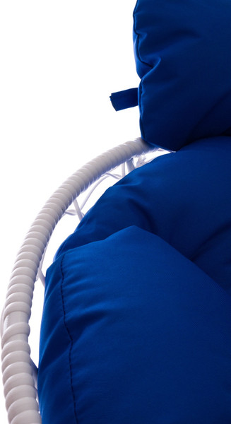 Изображение товара Кресло садовое M-Group Папасан пружинка мини / 12090110 (белый ротанг/синяя подушка)