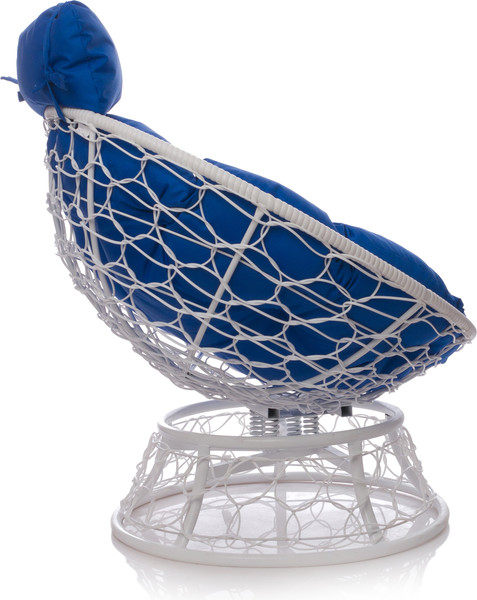 Изображение товара Кресло садовое M-Group Папасан пружинка мини / 12090110 (белый ротанг/синяя подушка)