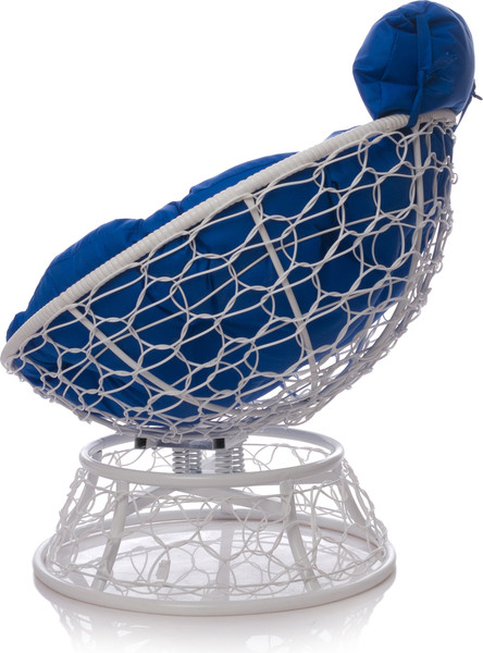 Изображение товара Кресло садовое M-Group Папасан пружинка мини / 12090110 (белый ротанг/синяя подушка)