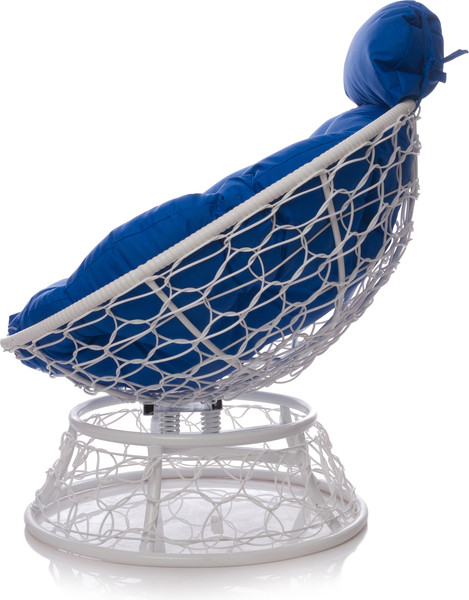 Изображение товара Кресло садовое M-Group Папасан пружинка мини / 12090110 (белый ротанг/синяя подушка)