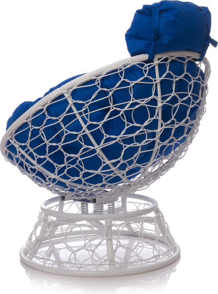 Изображение товара Кресло садовое M-Group Папасан пружинка мини / 12090110 (белый ротанг/синяя подушка)