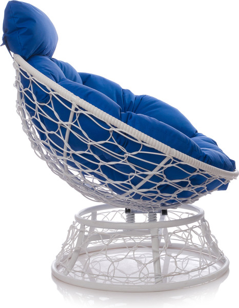 Изображение товара Кресло садовое M-Group Папасан пружинка мини / 12090110 (белый ротанг/синяя подушка)