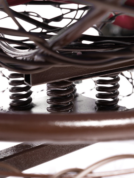 Изображение товара Кресло садовое M-Group Папасан пружинка мини / 12090202 (коричневый ротанг/бордовая подушка)