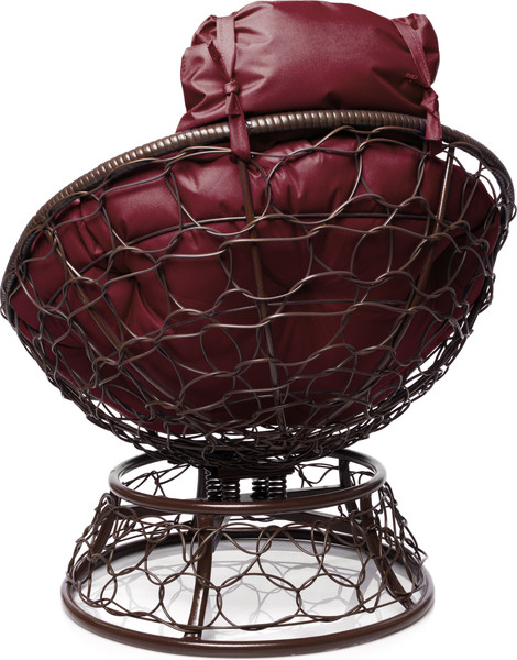 Изображение товара Кресло садовое M-Group Папасан пружинка мини / 12090202 (коричневый ротанг/бордовая подушка)