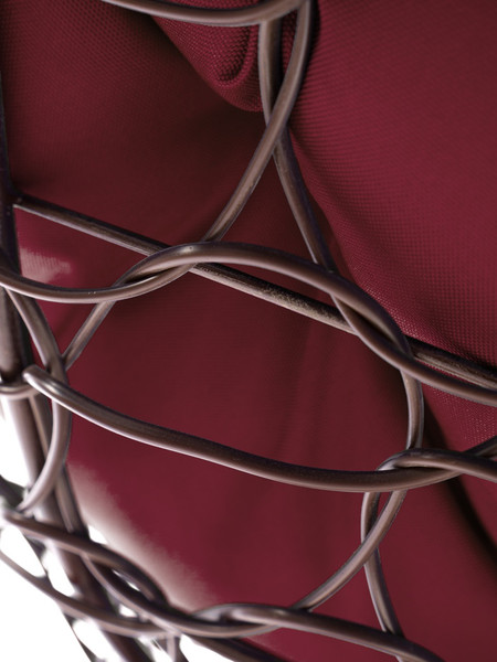 Изображение товара Кресло садовое M-Group Папасан пружинка мини / 12090202 (коричневый ротанг/бордовая подушка)