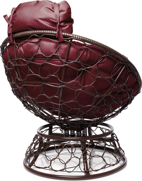 Изображение товара Кресло садовое M-Group Папасан пружинка мини / 12090202 (коричневый ротанг/бордовая подушка)