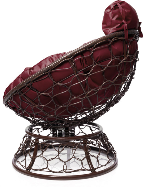 Изображение товара Кресло садовое M-Group Папасан пружинка мини / 12090202 (коричневый ротанг/бордовая подушка)