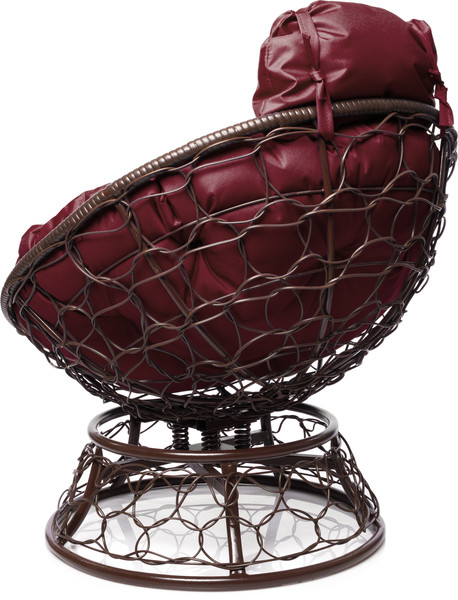 Изображение товара Кресло садовое M-Group Папасан пружинка мини / 12090202 (коричневый ротанг/бордовая подушка)