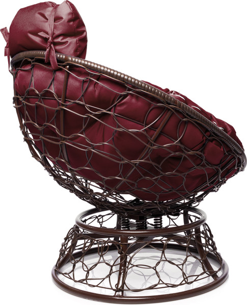 Изображение товара Кресло садовое M-Group Папасан пружинка мини / 12090202 (коричневый ротанг/бордовая подушка)