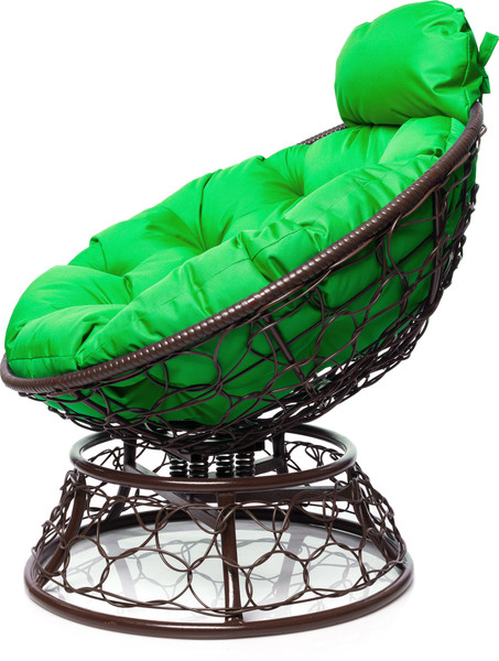 Изображение товара Кресло садовое M-Group Папасан пружинка мини / 12090204 (коричневый ротанг/зеленая подушка)
