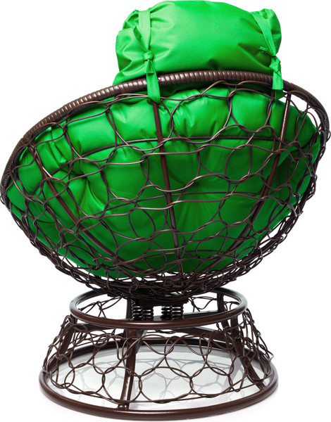 Изображение товара Кресло садовое M-Group Папасан пружинка мини / 12090204 (коричневый ротанг/зеленая подушка)