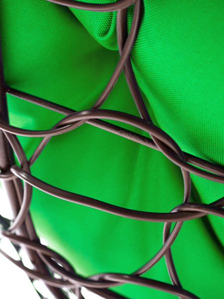 Изображение товара Кресло садовое M-Group Папасан пружинка мини / 12090204 (коричневый ротанг/зеленая подушка)