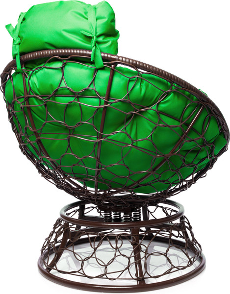 Изображение товара Кресло садовое M-Group Папасан пружинка мини / 12090204 (коричневый ротанг/зеленая подушка)