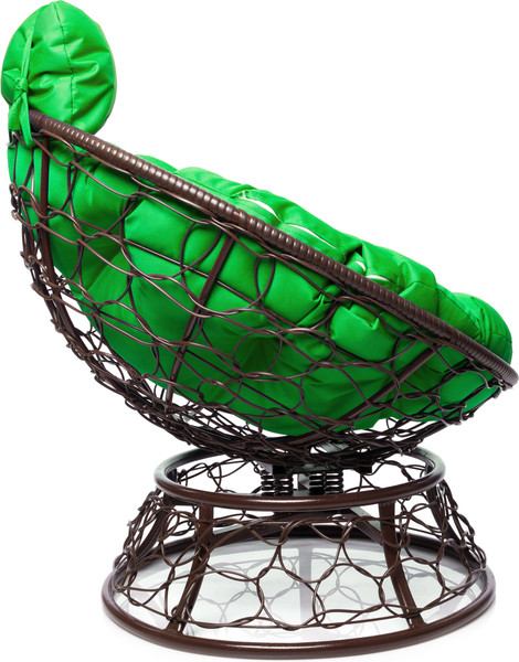 Изображение товара Кресло садовое M-Group Папасан пружинка мини / 12090204 (коричневый ротанг/зеленая подушка)