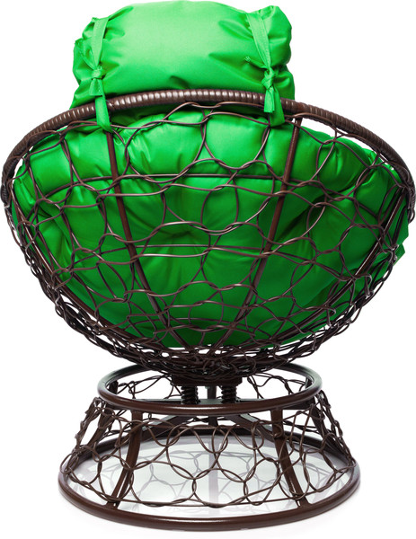 Изображение товара Кресло садовое M-Group Папасан пружинка мини / 12090204 (коричневый ротанг/зеленая подушка)