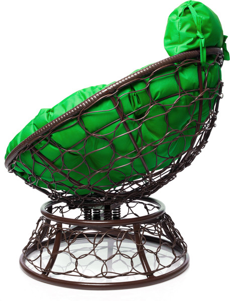 Изображение товара Кресло садовое M-Group Папасан пружинка мини / 12090204 (коричневый ротанг/зеленая подушка)
