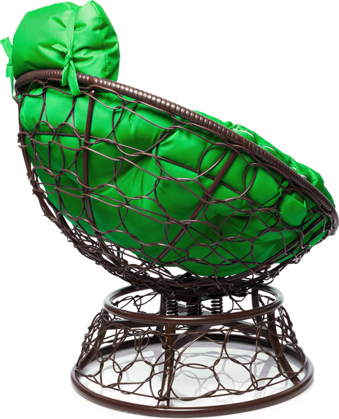 Изображение товара Кресло садовое M-Group Папасан пружинка мини / 12090204 (коричневый ротанг/зеленая подушка)