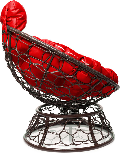 Изображение товара Кресло садовое M-Group Папасан пружинка мини / 12090206 (коричневый ротанг/красная подушка)