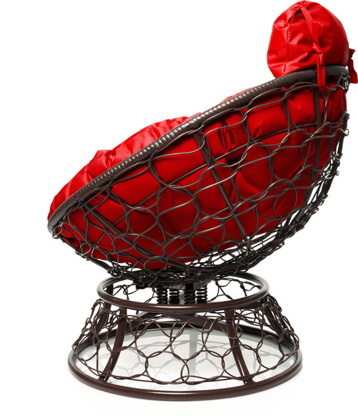 Изображение товара Кресло садовое M-Group Папасан пружинка мини / 12090206 (коричневый ротанг/красная подушка)