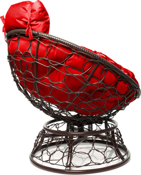 Изображение товара Кресло садовое M-Group Папасан пружинка мини / 12090206 (коричневый ротанг/красная подушка)