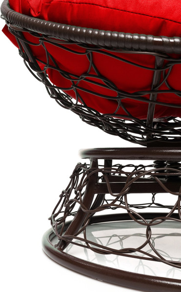 Изображение товара Кресло садовое M-Group Папасан пружинка мини / 12090206 (коричневый ротанг/красная подушка)