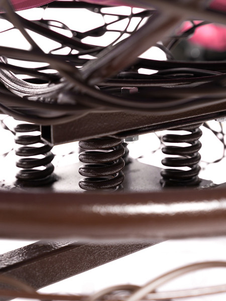 Изображение товара Кресло садовое M-Group Папасан пружинка мини / 12090208 (коричневый ротанг/розовая подушка)