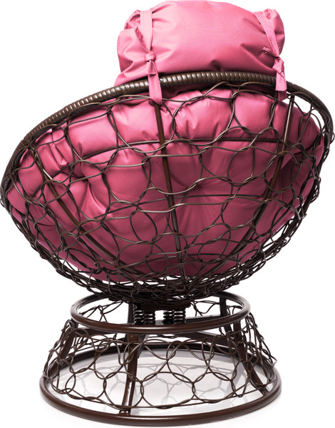 Изображение товара Кресло садовое M-Group Папасан пружинка мини / 12090208 (коричневый ротанг/розовая подушка)