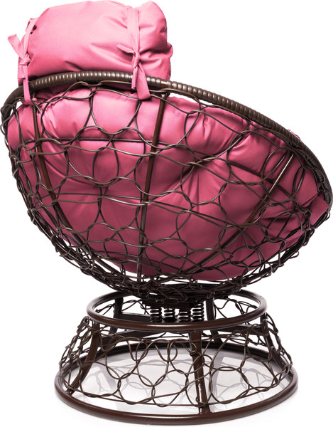 Изображение товара Кресло садовое M-Group Папасан пружинка мини / 12090208 (коричневый ротанг/розовая подушка)