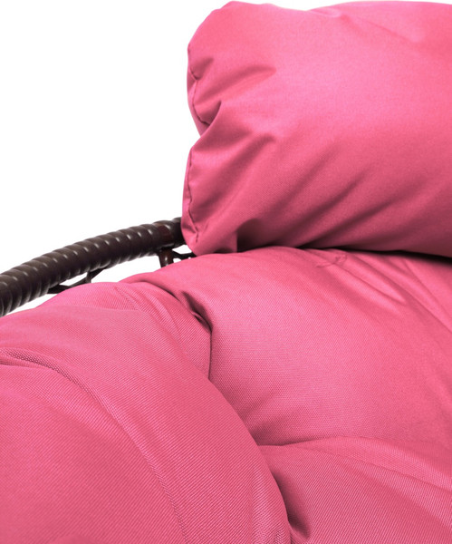 Изображение товара Кресло садовое M-Group Папасан пружинка мини / 12090208 (коричневый ротанг/розовая подушка)