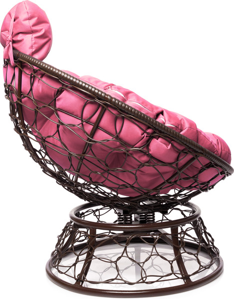 Изображение товара Кресло садовое M-Group Папасан пружинка мини / 12090208 (коричневый ротанг/розовая подушка)