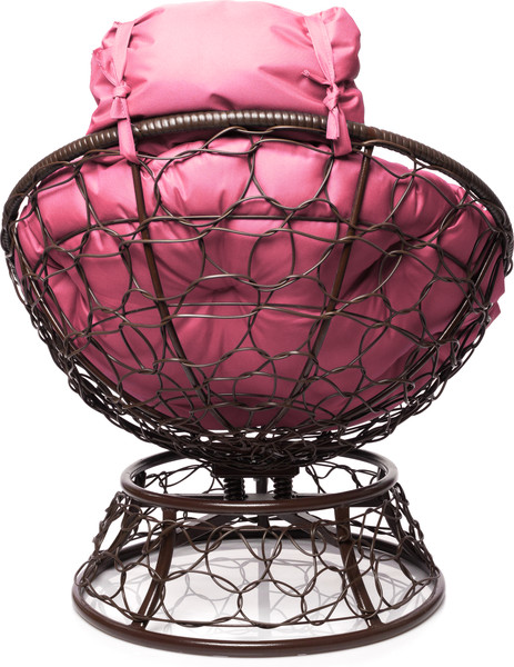 Изображение товара Кресло садовое M-Group Папасан пружинка мини / 12090208 (коричневый ротанг/розовая подушка)