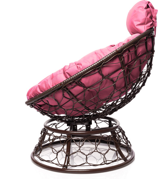 Изображение товара Кресло садовое M-Group Папасан пружинка мини / 12090208 (коричневый ротанг/розовая подушка)