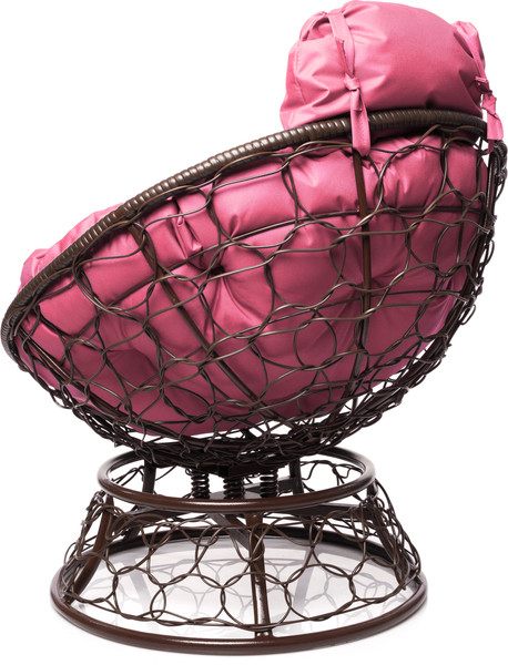 Изображение товара Кресло садовое M-Group Папасан пружинка мини / 12090208 (коричневый ротанг/розовая подушка)