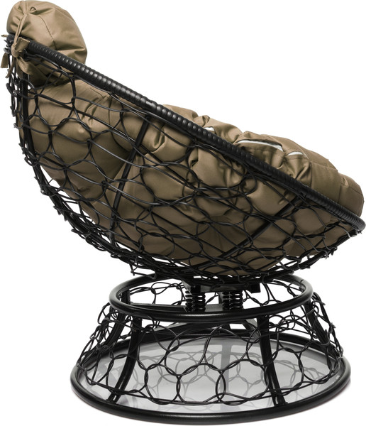 Изображение товара Кресло садовое M-Group Папасан пружинка мини / 12090401 (черный ротанг/бежевая подушка)