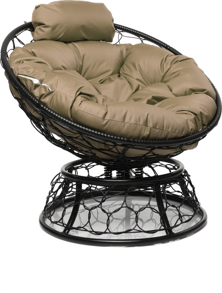 Изображение товара Кресло садовое M-Group Папасан пружинка мини / 12090401 (черный ротанг/бежевая подушка)